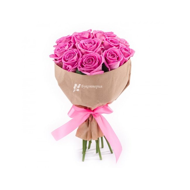 Букет из 13 розовых роз - магазин цветов «Букеттерия» в Сочи